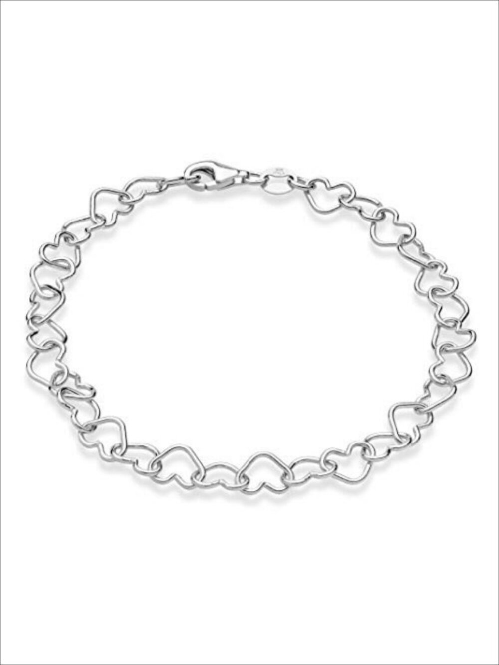 Italian 925 Sterling Silver Heart Link Chain Bracelet Women